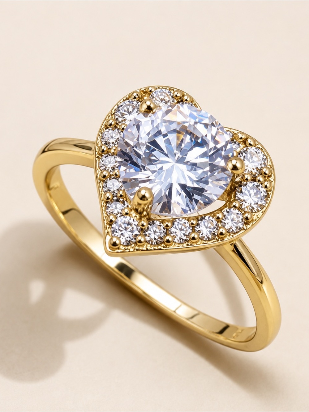 LAST 1! 🔥Heart Zirconia Ring 14k Gold Plated Cubic Zirconia